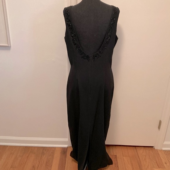 Carole Little Classic Black Maxi Embellished Dress With Stunning Plunging Back - Picture 3 of 11